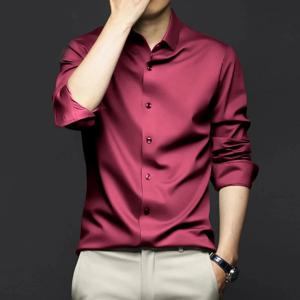 5XL 대형 남성 드레스 순수한 흰색 셔츠 고품질 공식 가을 봄 비 철 비즈니스 캐주얼 아이스 실크 사회 스트레치 부드러운