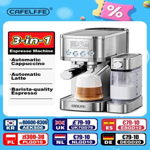 Cafelffe 자동 커피 머신 카페테리아 카푸치노 라떼 에스프레소 메이커, 완전 자동 우유 거품 스테인리스 스틸, 3in 1 강력한 20바 펌프