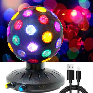 회전 디스코 볼 LED 야간 조명 DJ 조명 360 °   회전 속도/밝기 조절 가능한 디스코 램프((USB/배터리 작동)