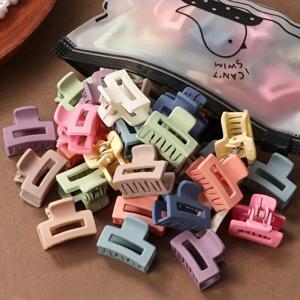 20 개/가방 솔리드 컬러 매트 할로우 헤어 클로 클립 캔디 컬러 캐치 바레트 세련된 헤어 액세서리 여성에게 적합
