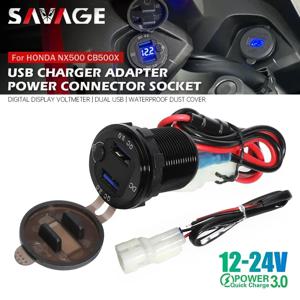 혼다 NX500 NX400 CB500X CB400X 오토바이 QC3.0 USB 충전기 12V 전원 콘센트 커넥터 플러그 듀얼 USB 소켓 케이블 NX 500