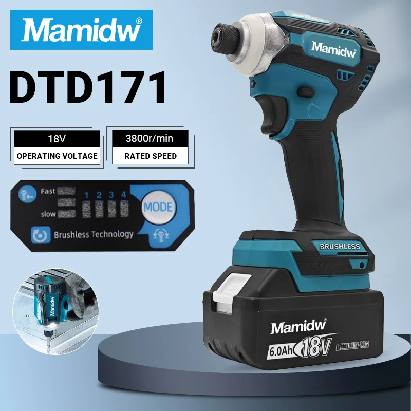 Makita Original DTD171 브러시리스 임팩트 드라이버 충전식 스크루 드라이버 드릴 무선 전동 공구 18V BL 모터 베어 툴