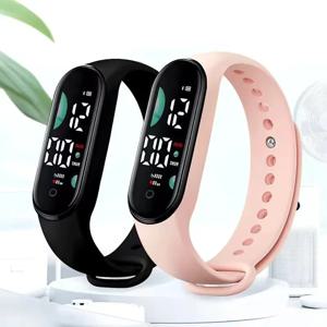 2025 여성용 전자 LED 디지털 손목시계, 패션 스포츠 시계, 캐주얼 심플 실리콘 터치 방수 팔찌 시계, 신제품