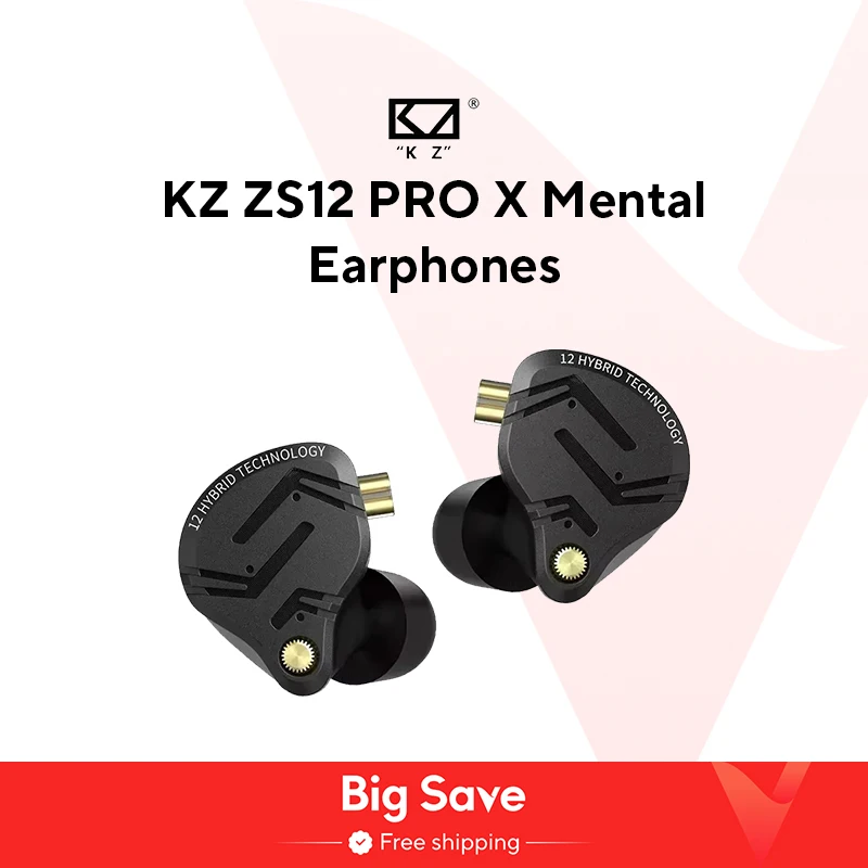 KZ ZS12 PRO X 메탈 이어폰, 하이브리드 하이파이 베이스 인이어 모니터 헤드폰, 음악 스포츠 소음 차단 헤드셋, 1DD + 5BA, 신상
