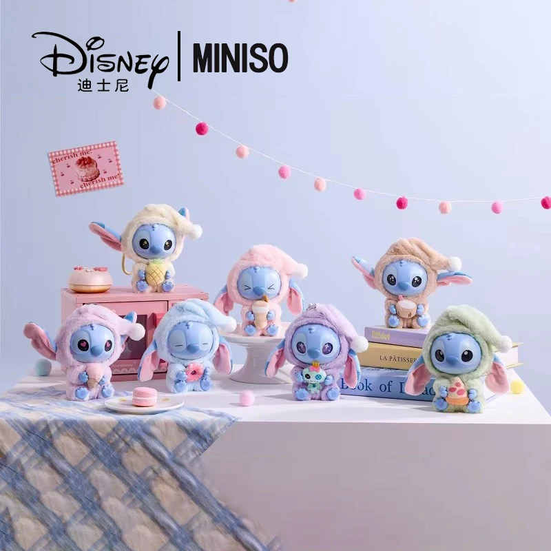 Miniso 공동 브랜드 디즈니 스티치, 에나멜 블라인드 박스 시리즈, 어린이 장난감, 얼마나 졸려도 물지