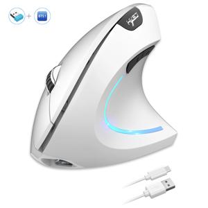 HXSJ 듀얼 모드 수직 마우스 PC용 인체 공학적 ABS 600mAh 충전식 2400DPI C타입 인터페이스 무선 마우스, 2025 신제품