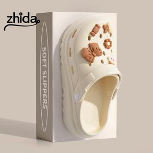 지다 클로그 샌들 남성 커플 가든 슈즈 여름 야외 슬라이드 블랙 화이트 미니멀리즘 EVA 아웃도어 비치 슈즈