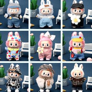 트렌드 패션 17cm Labubu 의류 복장 탑 바지 모자 스커트 스웨터 드레스 인형 액세서리 의류 장난감 점프 슈트 복장