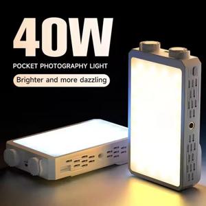 40W LED 카메라 라이트 2500K-9000K 바이 컬러 4400mAh 비디오 램프 사진 핸들 라이트 CCT 휴대용 카메라 W3I5 라이트