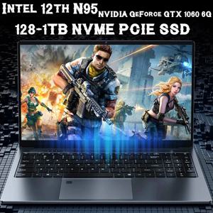 인텔 12th N95 노트북 15.6 인치 IPS 스크린 16G 32GB RAM NVME PCIE SSD NVIDIA GeForce GTX 1060 6G 게임 컴퓨터 Windows 11 Pro