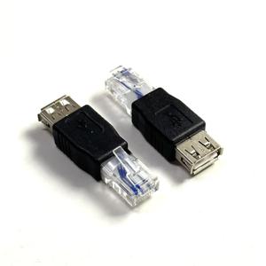 크리스탈 헤드 RJ45 남성 USB 2.0 AF A 여성 어댑터 커넥터 노트북 LAN 네트워크 케이블 이더넷 변환기 플러그