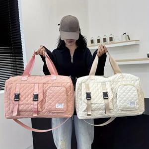 대용량 내구성 캐주얼 나일론 아가일 여행 더플백, 여행용 넓은 휴대용 스포츠 체육관 가방