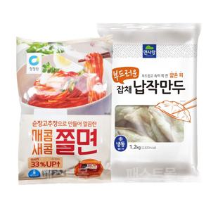 청정원 매콤새콤 쫄면 530g + 면사랑 잡채납작만두 1.2kg 세트