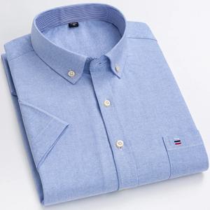 새로운 S ~ 7XL 반팔 100% 코튼 옥스포드 부드럽고 편안한 레귤러 피트 플러스 사이즈 품질 여름 비즈니스 남성 캐주얼 셔츠