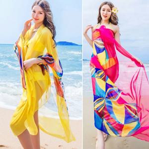 Pareo 스카프 여성 비치 Sarongs 비치 커버 여름 쉬폰 스카프 기하학적 디자인 플러스 사이즈 타월 숙녀 여름 Beachwear