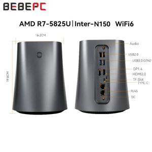 AMD R7 5285U/N100/N150 DDR4 M.2 NVME 2280 WiFi6 Linux 지원을 갖춘 BEBEPC NAS 미니 PC 베어본 키트, 가정용 Win11 지원 데스크탑
