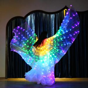 Led 레인보우 전자 라이트 댄스 날개 밸리 댄스 의상 파티 쇼 Isis Dancewear 형광등 Isis Wing Children