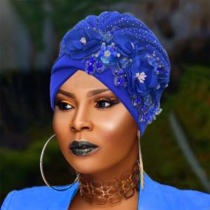 빛나는 라인 석이있는 우아한 아프리카 터번 모자 나이지리아 자동 Gele Headtie 파티 여성용 헤드 랩 보닛 Turbante 착용 준비