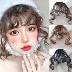 곱슬한 합성 깔끔한 프론트 프린지 클립 인 헤어 뱅스 헤어 익스텐션 스위핑 사이드 블런트 뱅 내추럴 블랙 브라운 헤어피스