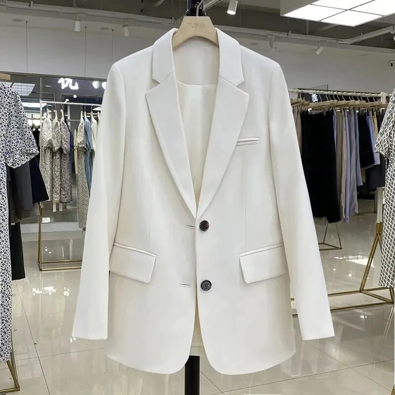 여성용 빈티지 캐주얼 루즈 블레이저, 용수철 오피스 레이디 블레이저, 한국 버전, 작은 세트 재킷, 20 색, 2024 신상