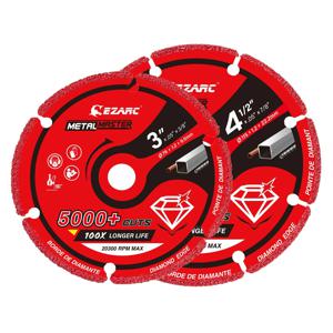 EZARC 다이아몬드 커팅 휠 3X3/8인치 및 4-1/2X7/8인치 금속용, 철근, 강철, 철 및 INOX에 5000개 이상의 컷이 있는 휠 절단