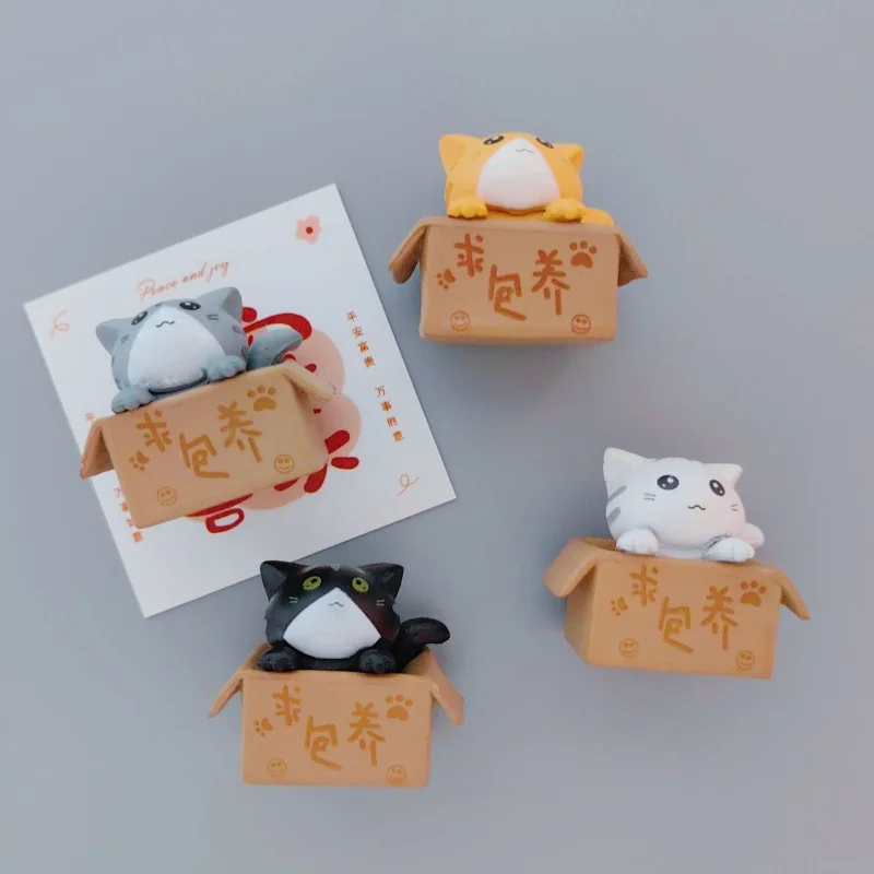 4pcs 미니 고양이 장식 정원 새끼 고양이 동상 어린이를위한 선물 어린이 베이비 룸 귀여운 카와이 장난감 미니어처 인형 홈 인테리어