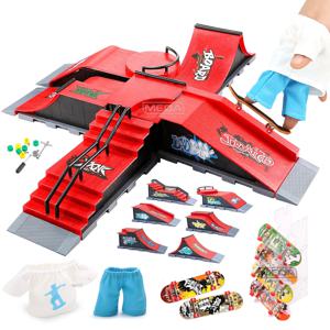 DIY Finger Skatepark 6-in-1 세트 전문 기술 연습 데크 플랫폼 스턴트 핑거 스케이트 보드 램프 파크 키트 장난감 조립