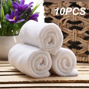 10pc 화이트 소프트 마이크로 화이버 패브릭 페이스 타올 호텔 목욕 타올 워시 천 핸드 타올 휴대용 다기능 청소 타올