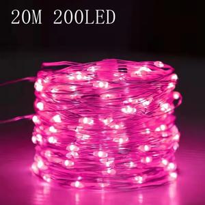 20m 200LED 요정 빛 배터리 구동, 핑크 구리 와이어 별이 빛나는 하늘 빛, 침실, 크리스마스, 파티 장식에 적합