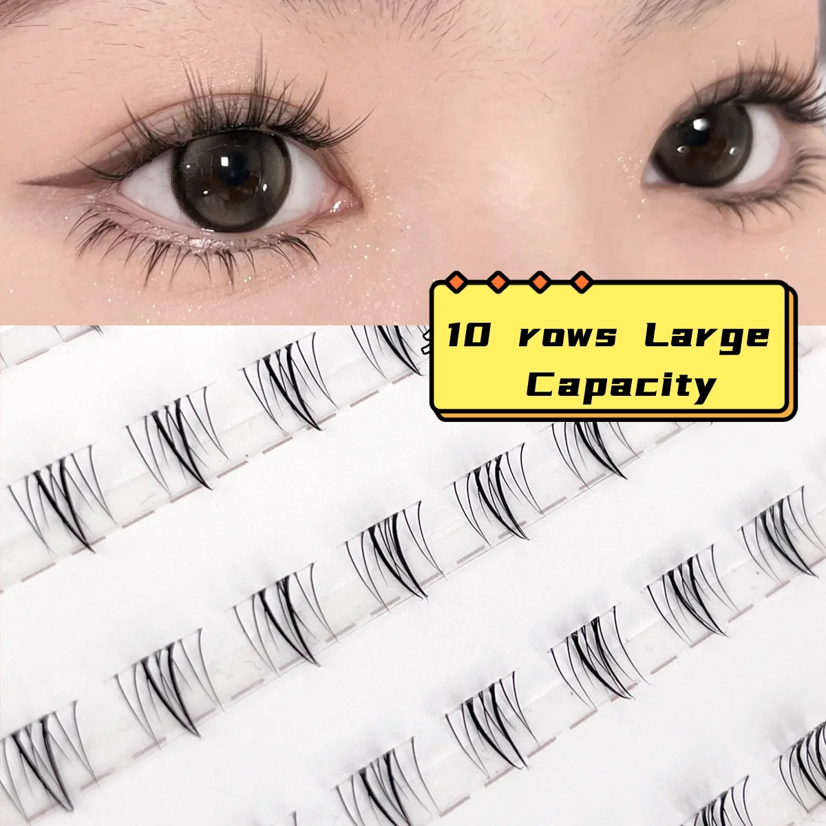 MIAOJIE 10 행 5-7mm 공기 낮은 속눈썹 요정 가짜 속눈썹 속눈썹 아래 분할 자연 만화 아래 속눈썹 메이크업 속눈썹 Mak