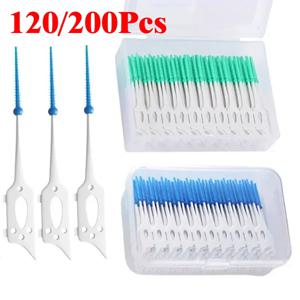 40/120pcs 치간 칫솔 식품 등급 실리콘 깨끗한 치아 틈 치과 치료 상자 이쑤시개 치과 odontologia