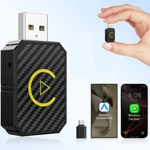 새로운 2 in 1 무선 CarPlay 어댑터 및 안드로이드 미니 자동 무선 어댑터, 5Ghz WiFi Type-C/USB 플러그 플레이 Carplay 무선 어댑터