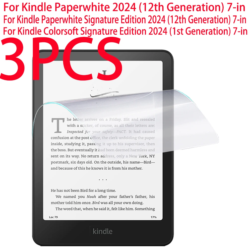 Kindle Paperwhite 2024 용 3PCS PET 소프트 필름 화면 보호기 Colorsoft Signature Edition 2024 보호 필름 용 12th Gen 7in