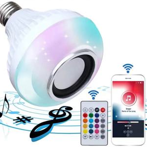 AC85-265V 블루투스 스피커가 있는 LED 전구, 음악 리모컨, 색상 변경, RGB 램프, 침실 파티 DIY 장식, 12W E27