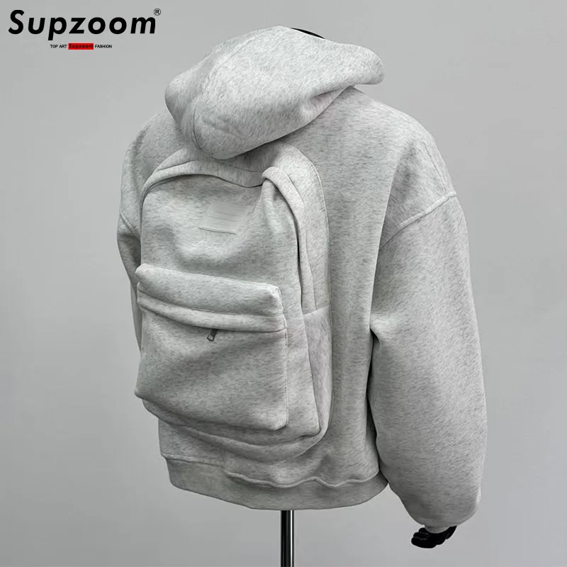Supzoom 탑 패션 느슨한 가을, 겨울 새로운 도착 아메리칸 스타일 트렌디 배낭 통합 인기 캐주얼 코튼 후드
