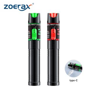 ZoeRax 30/15mW 광섬유 시각 장애 탐지기 충전식 FC/LC 어댑터 녹색/적색광 펜 유형-C(5MW 배터리 제외)