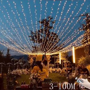 5M-100M 갈 랜드 LED 문자열 빛 크리스마스 요정 조명 야외 나무 정원 거리 웨딩 파티 파티오 새해 장식
