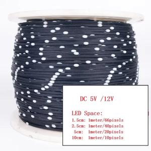 WS2811 LED 스트립 조명 검정색 와이어 DC5V/12V 10M-100M 1.5cm-10cm 피치 RGB IC 주소 지정 가능 픽셀 문자열 풀 컬러 IP67 3Pin