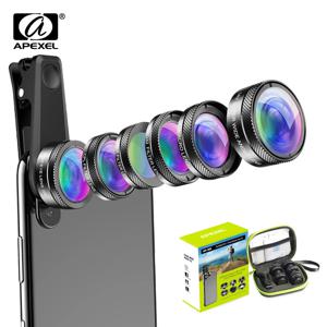APEXEL 6 in 1 폰 카메라 렌즈 키트 와이드 앵글 매크로 렌즈 피쉬 아이 렌즈 CPL/스타 필터 ND32 for iPhone huaweall 스마트폰