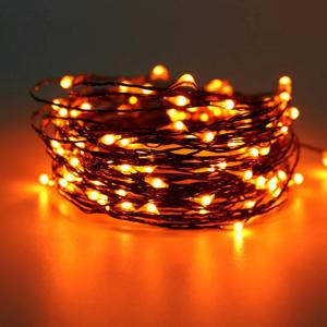 10M 100 LED 조명 장식 할로윈 블랙 와이어 오렌지 보라색 컬러 할로윈 장식 요정 조명 홈 장식