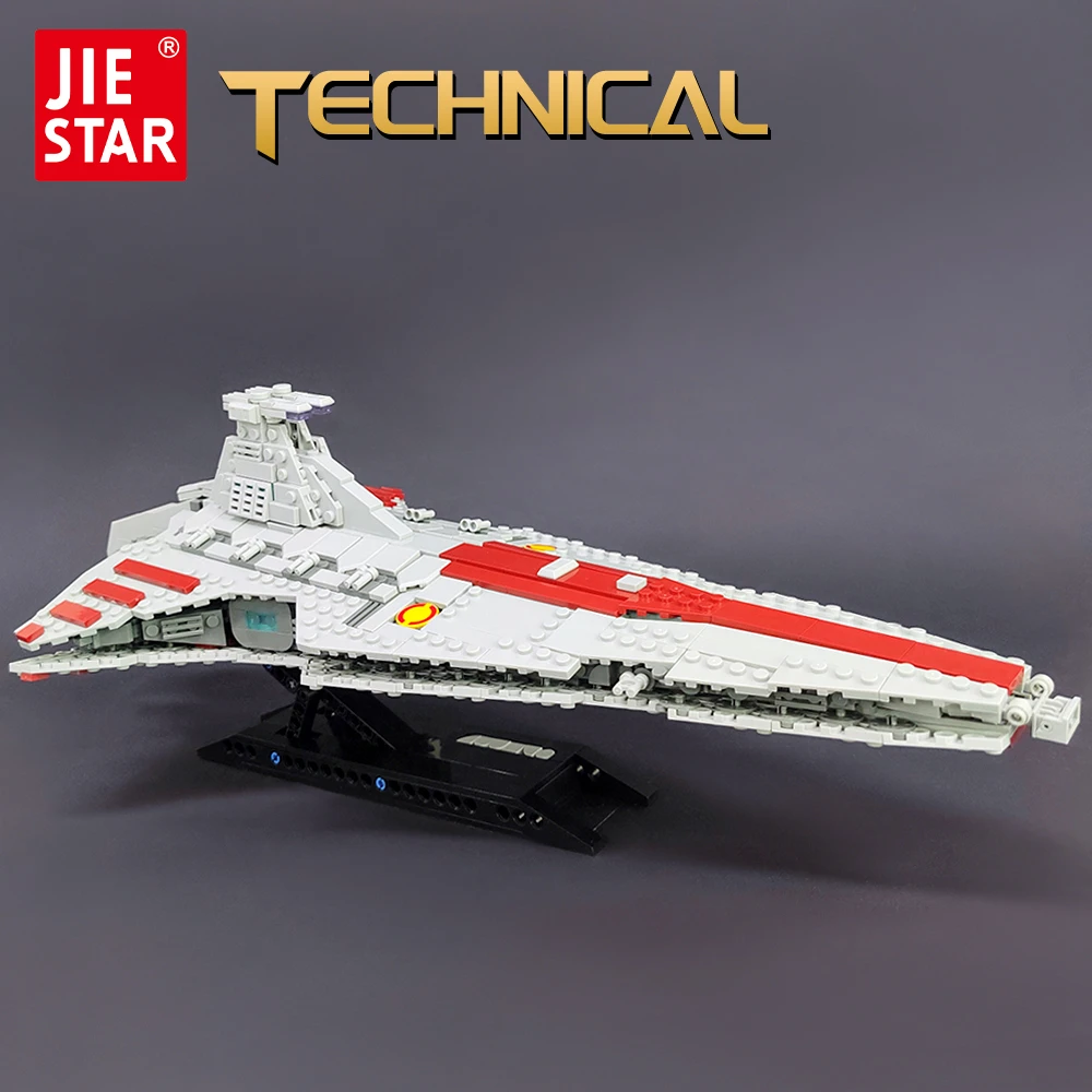 67106 JIESTAR 하이테크 Moc Venator 공격 순양함 전투기 구축함 벽돌 기술 모델 빌딩 스타 블록 우주선 장난감