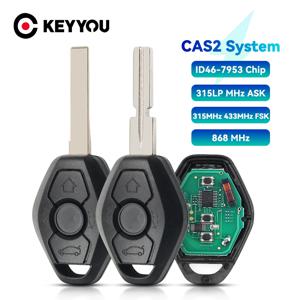 KEYYOU 원격 키 PCF7953 ID46 칩, BMW CAS2 5 시리즈 E46 E60 E83 E53 E36 E38 E39, 3 버튼 315LP MHZ 315MHz 433MHZ 868MHZ