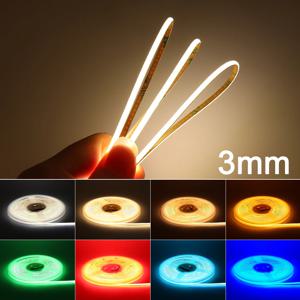 Xylois 3mm COB LED 스트립 빛 12V 24V 다채로운 3mm 울트라 얇은 스트립 얼음 파란색 녹색 빨간색 노란색 빛 테이프 홈 자동차 장식