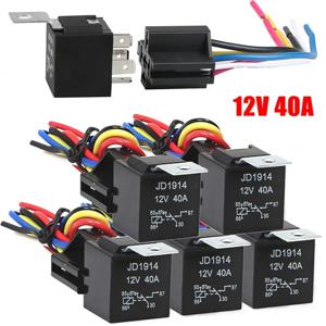 방수 자동차 릴레이 12v 5pin 40a 자동차 릴레이 블랙 레드 구리 터미널 자동 릴레이 릴레이 소켓 1pc