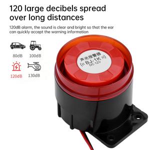 조명 포함 미니 야외 방수 부저, 건설 현장용 표시등, DC12, 24V, AC220V, 120dB 슈퍼 시끄러운 알람