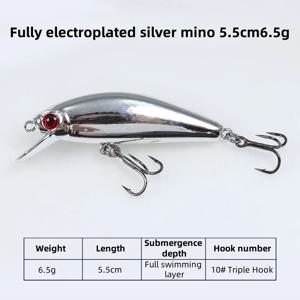 1pcs 5.5cm/6.5g 미니 레이저 하드 미노우 싱킹 미끼 Wobbler Jerkbait 크랭크 낚시 미끼 후크 배스 Pesca Fresh Saltwater Tackle