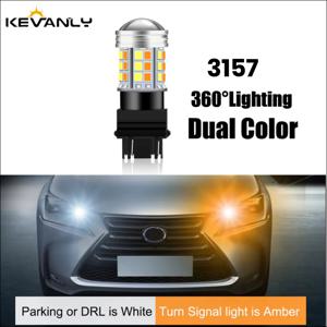 1pcs 듀얼 컬러 T20 LED 7443 W21/5W 전구 1157 BAY15D 45Smd Led T25 3157 P27/7W 자동차 DRL 회전 신호 램프 자동 조명 전구 스위치