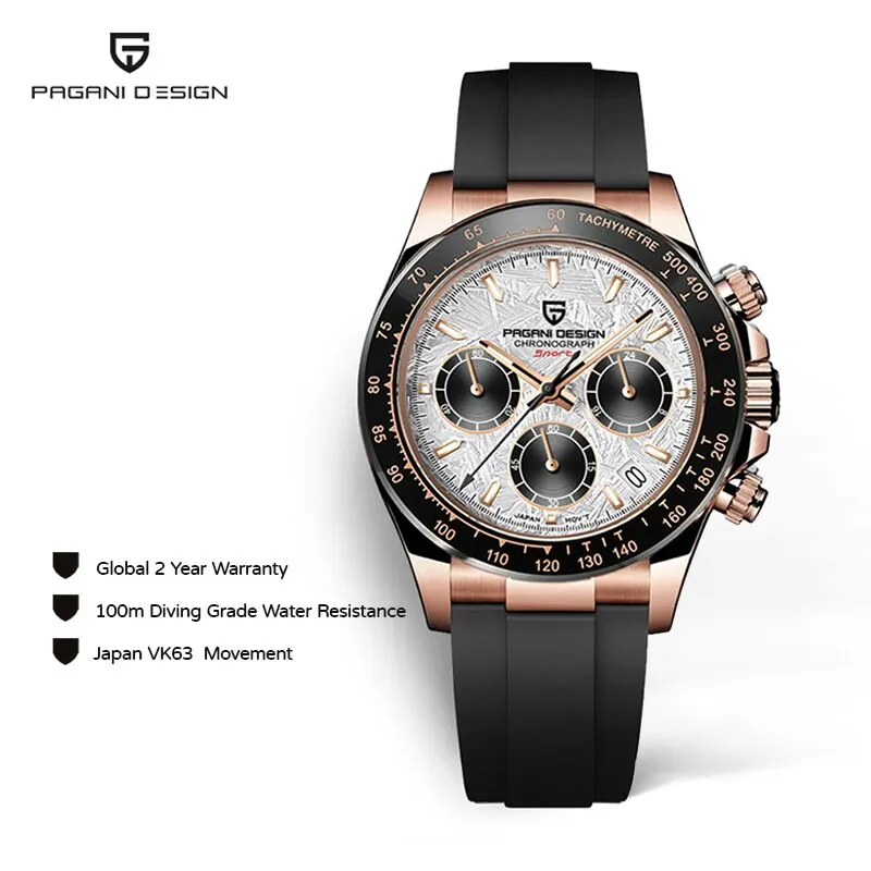 PAGANI DESIGN 2024 새로운 PD-1644 운석 다이얼 패션 남성 쿼츠 손목 시계 100M 사파이어 크로노 그래프 relogio masculino