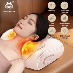 목 마사지 베개 목 허리 뒤 어깨 손가락 마사지 다기능 뜨거운 압축 휴식 허리 마사지 베개