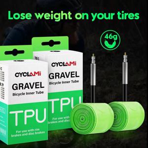 CYCLAMI 초경량 도로 MTB 29 자전거 TPU 내부 튜브 타이어 프랑스어 밸브 FV 45mm 자갈 700C 32C 35C 37C 40C 47C 슈퍼 라이트